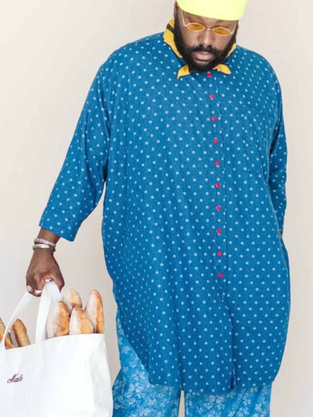 Nettle Studios Polka Dot Denim Shirt Dress, OS- - Picture 3 of 8